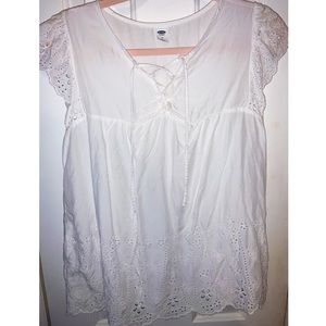 White lace up top
